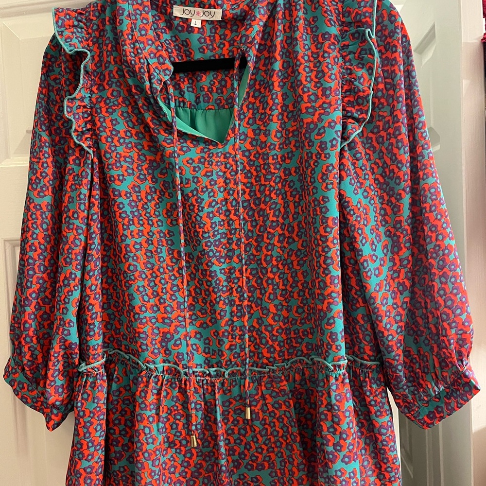 Joy Joy Top - Red and Teal